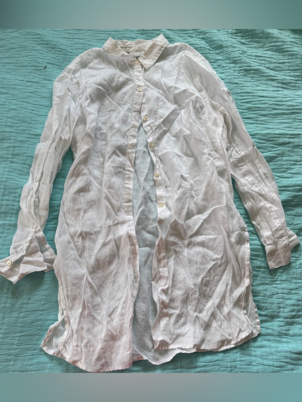 J. Jill White Linen Button Down Long Sleeve Large
